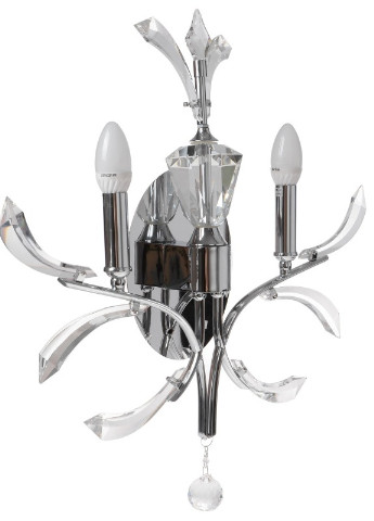 Бра настінне накладне кришталеве свічка класичне BCL-416W/2 E14 CHR Brille (253894337)