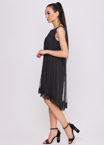 Черное кэжуал платье а-силуэт ST-Seventeen однотонное