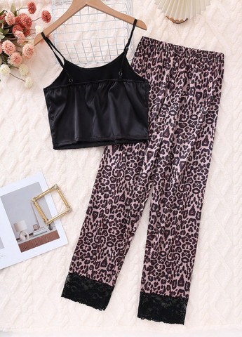 Черная всесезон пижама (топ, брюки) топ + брюки SHEIN