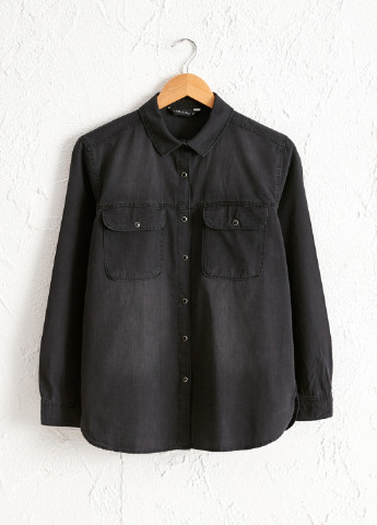 Черная джинсовая рубашка однотонная LC Waikiki