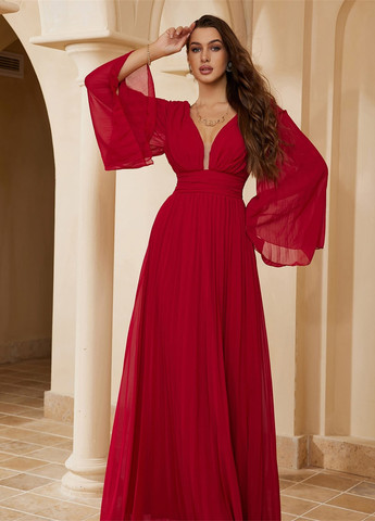 Бордова вечірня сукня з відкритою спиною SHEIN однотонна