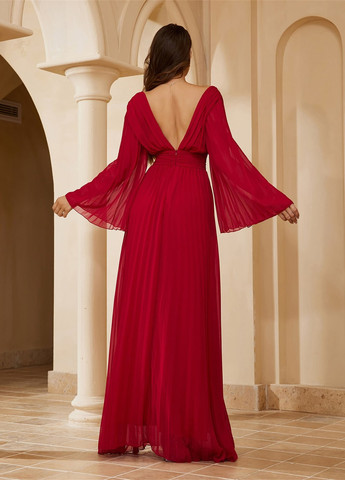 Бордова вечірня сукня з відкритою спиною SHEIN однотонна