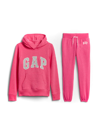 Костюм (худи, брюки) Gap логотип розовый футер, хлопок