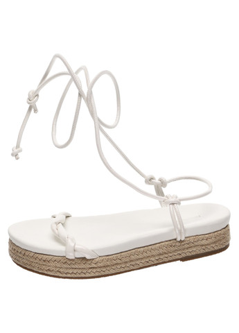 Белые босоножки PrettyLittleThing на завязках плетение