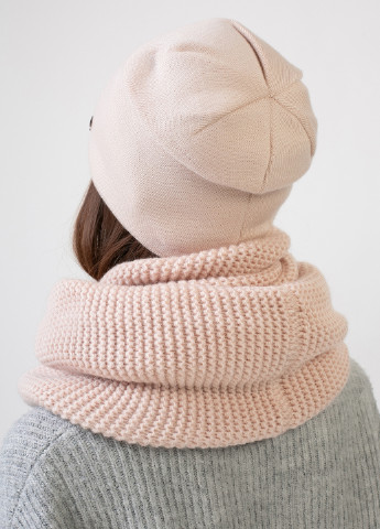 Теплый зимний комплект (шапка, шарф-снуд) на флисовой подкладке 660497 DeMari 45 демари (239417808)