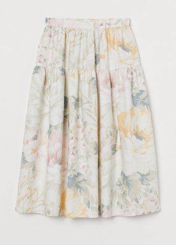 Молочная кэжуал цветочной расцветки юбка H&M колокол