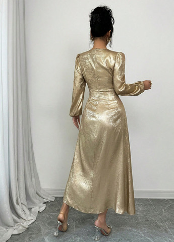 Золотий вечірня сукня в стилі армпір SHEIN однотонна