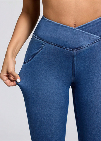 Синие демисезонные джеггинсы SHEIN