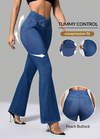 Синие демисезонные джеггинсы SHEIN