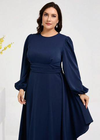 Темно-синее кэжуал платье в стиле ампир SHEIN однотонное