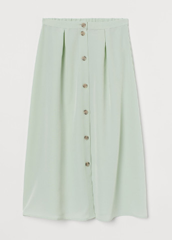 Мятная кэжуал однотонная юбка H&M а-силуэта (трапеция)