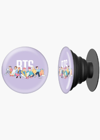 Попсокет (Popsockets) держатель для смартфона БТС (BTS) (8754-1061) Черный MobiPrint (216748332)