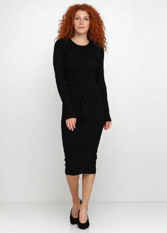 Черное кэжуал платье с открытой спиной, футляр Zara однотонное
