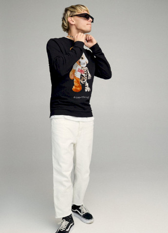 Черный свитшот мужской basic /no flis/ YAPPI рисунок (251424331)