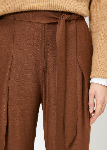 Светло-коричневые кэжуал демисезонные укороченные, зауженные брюки KOTON
