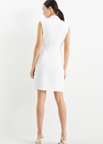 Белое деловое, кэжуал платье на запах, платье-жакет C&A однотонное