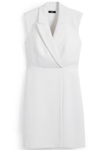 Белое деловое, кэжуал платье на запах, платье-жакет C&A однотонное