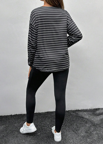 Черный демисезонный комплект для беременных (лонгслив, леггинсы) SHEIN