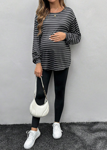 Черный демисезонный комплект для беременных (лонгслив, леггинсы) SHEIN