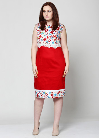 Красное кэжуал платье Алеся с цветочным принтом