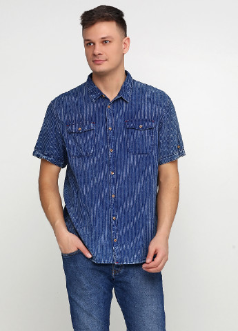 Темно-синяя кэжуал рубашка в полоску Blend с коротким рукавом