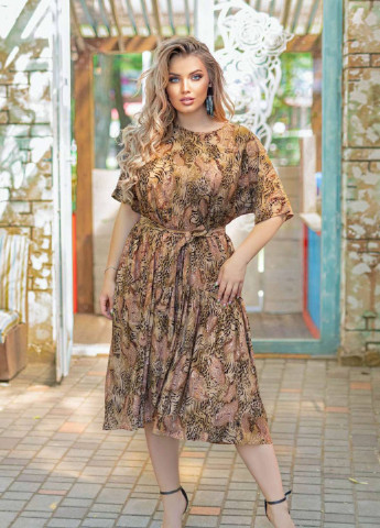 Коричневое кэжуал трикотажное летннее платье кэтрин коричневое Tatiana однотонное