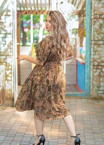 Коричневое кэжуал трикотажное летннее платье кэтрин коричневое Tatiana однотонное