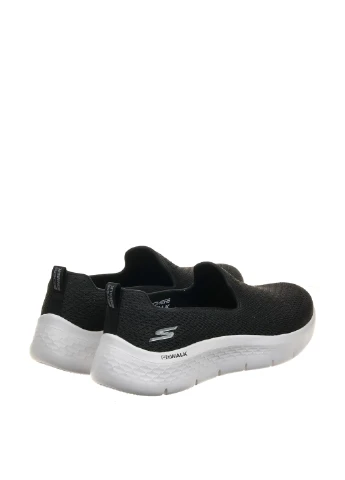 Черные слипоны Skechers с тиснением, с белой подошвой однотонные