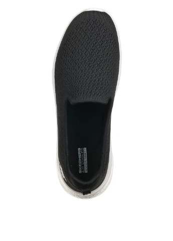Черные слипоны Skechers с тиснением, с белой подошвой однотонные