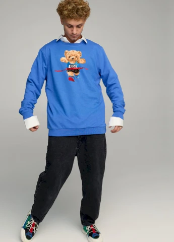 Блакитний світшот чоловічий oversize /no flis/ YAPPI (252386677)