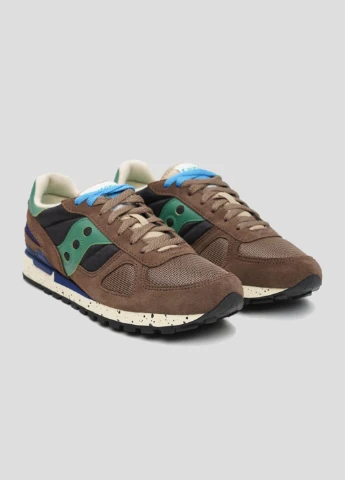 Коричневые всесезонные коричневые кроссовки shadow original из текстиля и замши Saucony