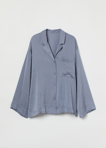 Серо-синяя кэжуал рубашка однотонная H&M