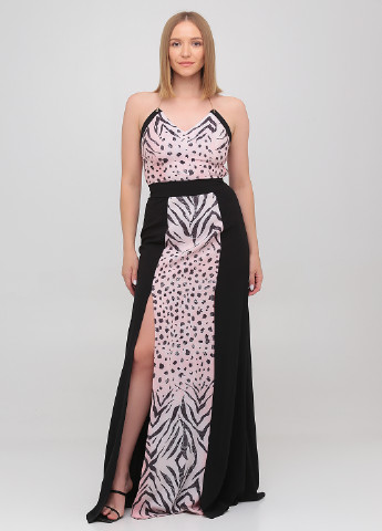 Комбинированное вечернее платье с открытой спиной, клеш Marciano Guess с абстрактным узором