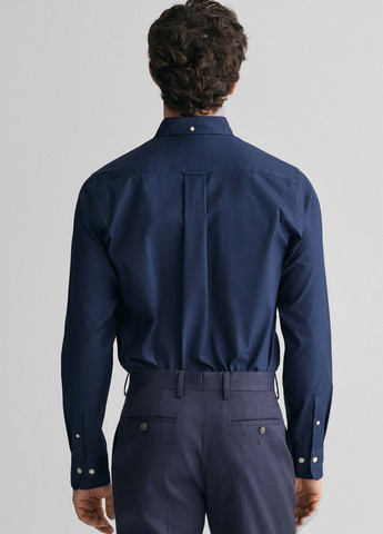 Синяя классическая, кэжуал рубашка однотонная Gant