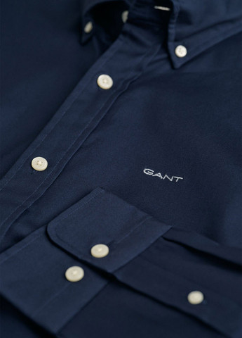 Синяя классическая, кэжуал рубашка однотонная Gant