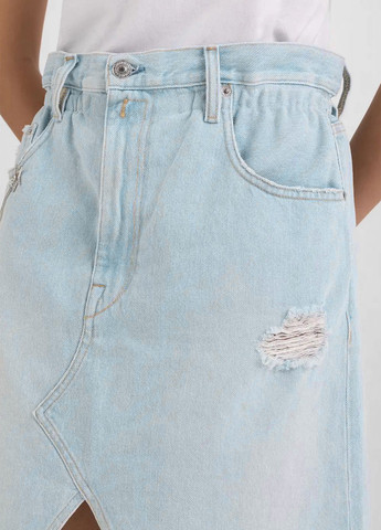 Голубая джинсовая однотонная юбка Replay