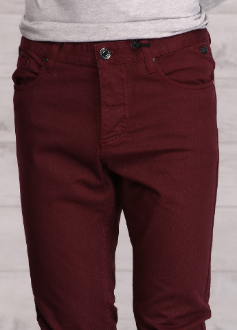 Бордовые джинсовые демисезонные зауженные брюки Fresh