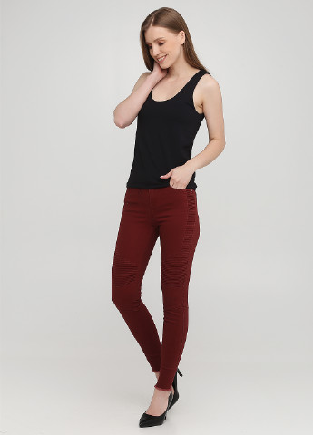 Бордовые джинсовые демисезонные зауженные брюки Jennyfer