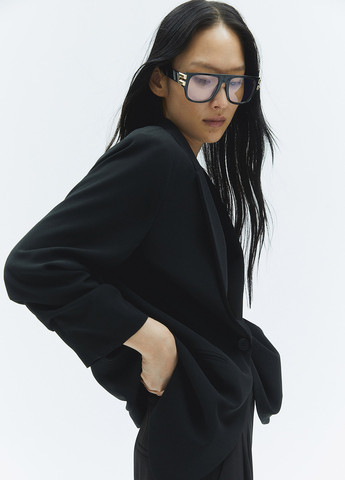 Черный женский жакет H&M однотонный - демисезонный