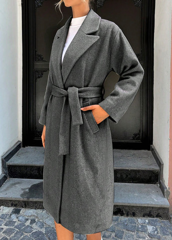 Сіре демісезонне Пальто оверсайз SHEIN