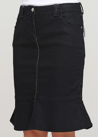 Черная джинсовая однотонная юбка Armani Jeans клешированная