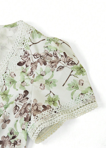 Светло-зеленое кэжуал платье а-силуэт SHEIN с цветочным принтом