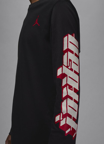 Лрнгслів FN5976-010 Jordan Men's Long-Sleeve логотип чорний кежуали бавовна, трикотаж