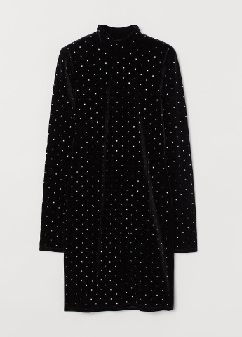 Черное кэжуал платье платье-водолазка H&M в горошек