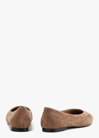 Жіночі балетки Le'BERDES | темно-бежеві однотонні без декору натуральна замша (370483616)