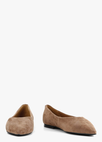 Жіночі балетки Le'BERDES | темно-бежеві однотонні без декору натуральна замша (370483616)