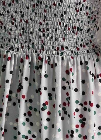 Светло-серое кэжуал платье клеш Carica в горошек