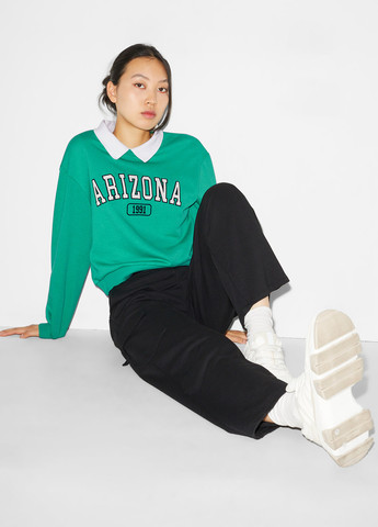 Зелений світшот C&A напис без декору (353086980)