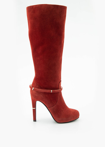 Женские красные сапоги ботфорты Respect с заклепками и на высоком каблуке