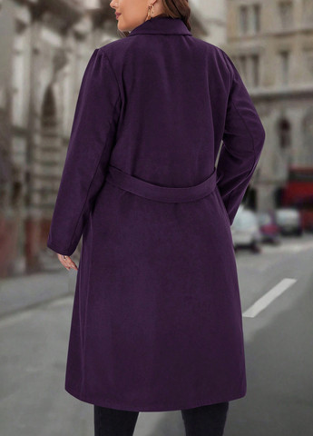 Темно-фіолетове демісезонне Пальто двобортне SHEIN